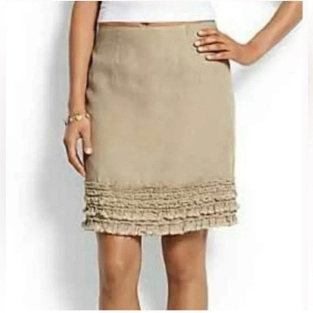 Tommy Bahama Two Palms  Tan Skirt with Ruffle Hem-2 tan linen ,